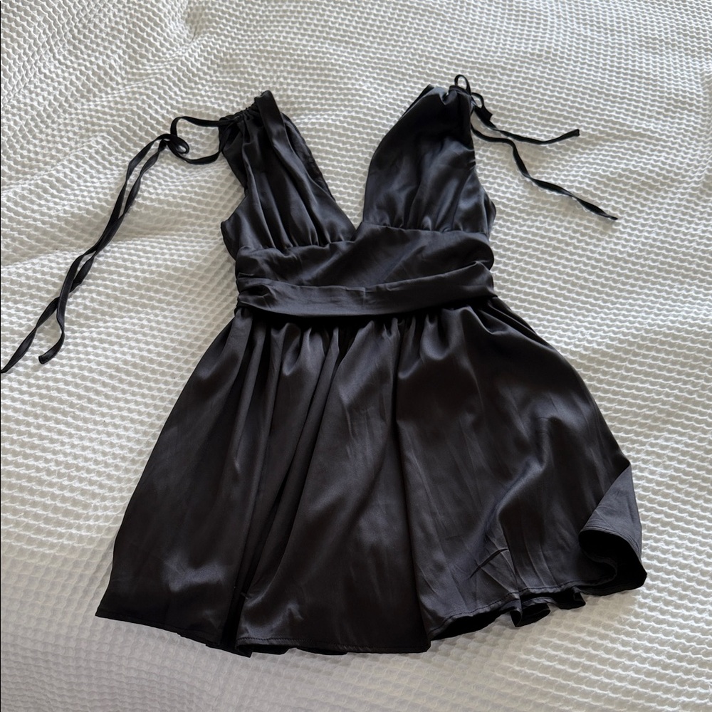 Shein Classic Black Deep Vneck Sleeveless Mini Dress